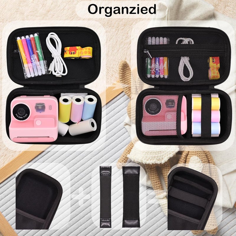 PLEAVEE Instant Print Film Camera Case for Kid Cameras & Digital Video Camera, Hard Storage Holder Organizer Bag Compatible with ESOXOFFORE/Dylanto/Anchioo/MINIBEAR and More (Black) - Image 4